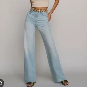 Reformation Light Blue Wide Leg Jeans